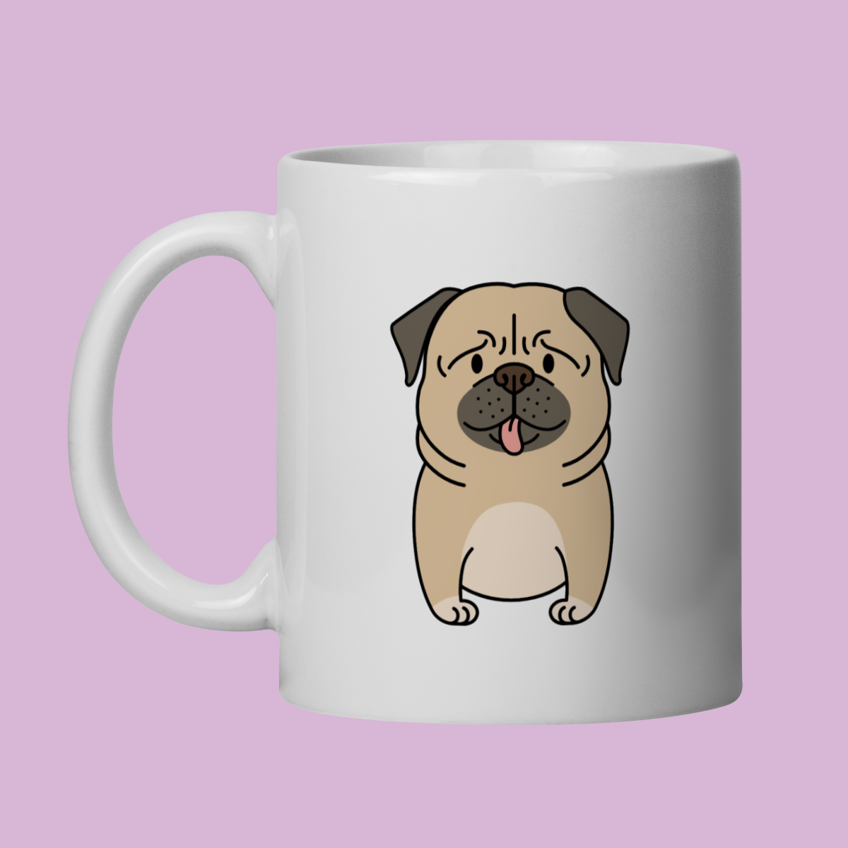 Nome do produto: Caneca Pug 360: Dobrinhas e Língua de Fora
