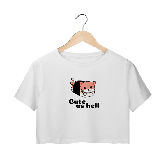 Cropped Petnip Gato Sushi Cute As Hell - 100% Algodão