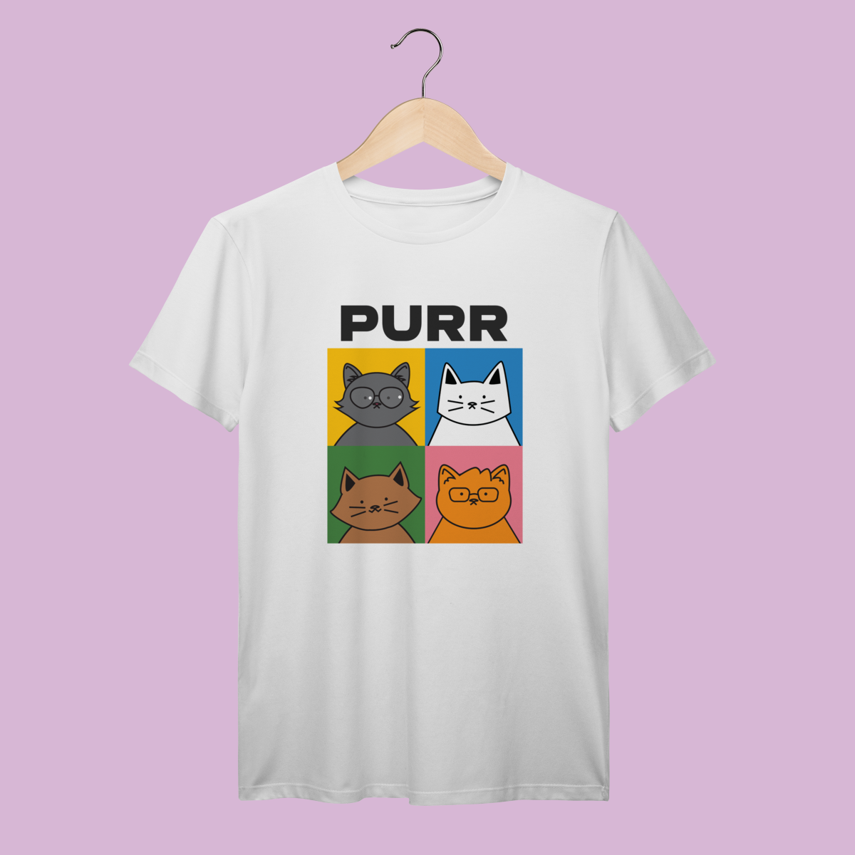 Nome do produto: Camiseta Premium Purr Pop Art Gatos - 100% Algodão