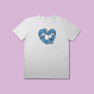 Camiseta Coração Gatos - 100% Algodão