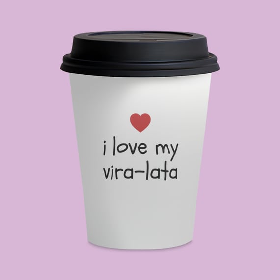Copo de Cerâmica - I love my vira-lata Coração