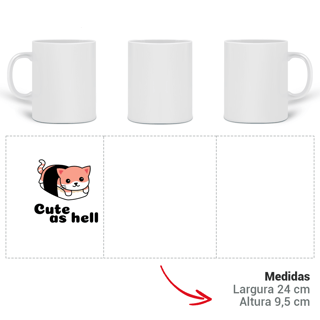 Nome do produto Caneca Petnip Gato Sushi Cute As Hell - Porcelana 325ml