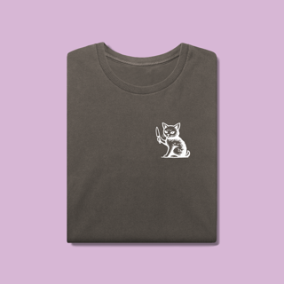 Camiseta Estonada Gato Bravo - 100% Algodão