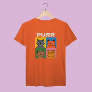 Nome do produto Camiseta Premium Purr Pop Art Gatos - 100% Algodão