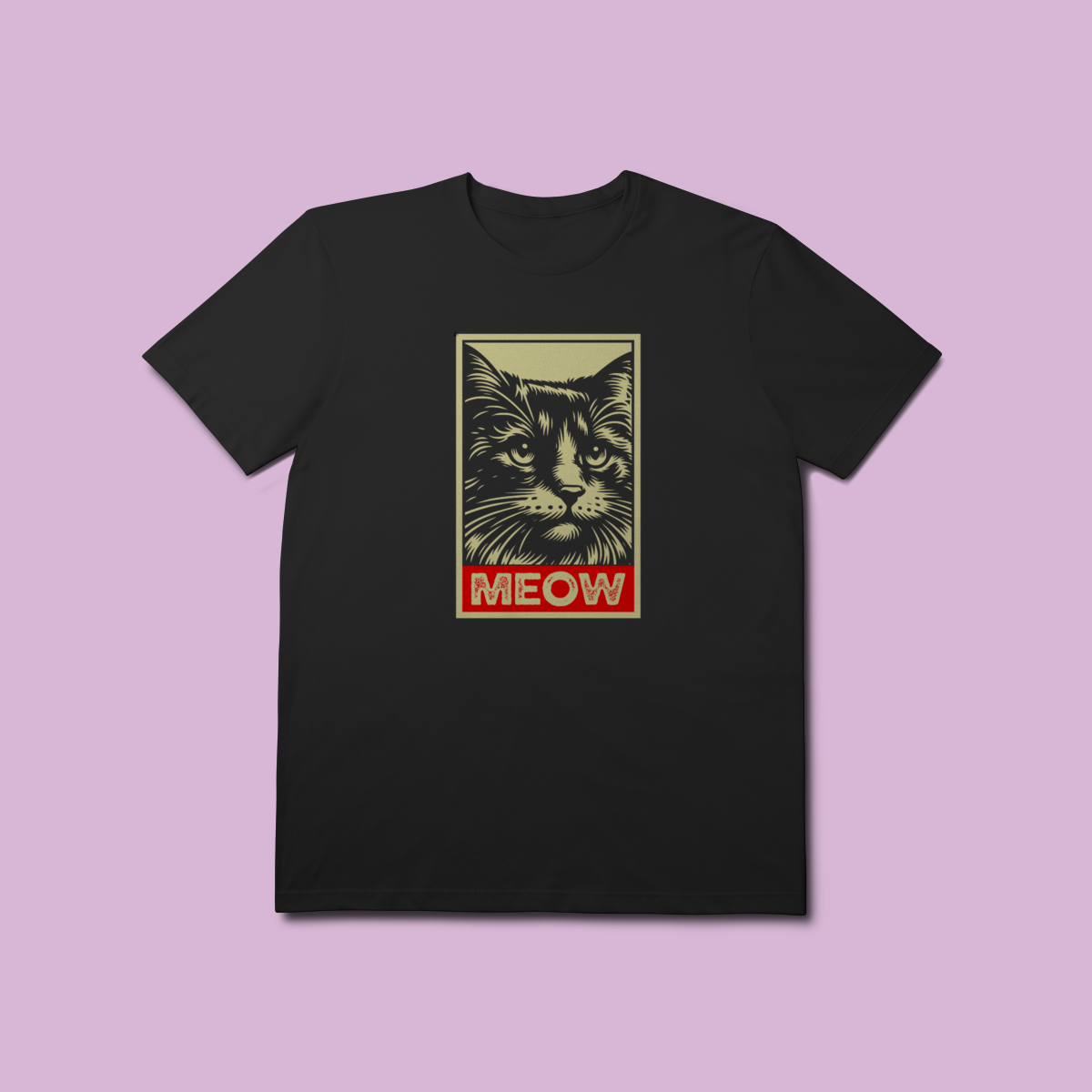 Nome do produto: Camiseta Premium Petnip Meow Obey Gato - 100% Algodão