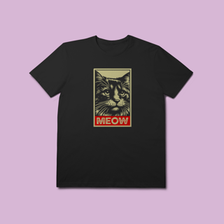 Camiseta Premium Petnip Meow Obey Gato - 100% Algodão