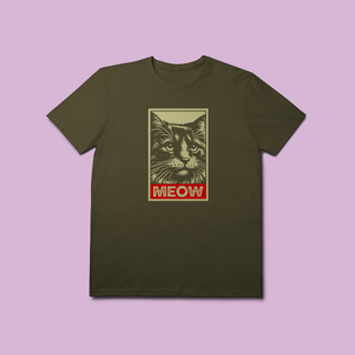 Nome do produto Camiseta Premium Petnip Meow Obey Gato - 100% Algodão
