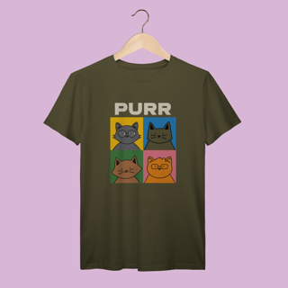 Nome do produto Camiseta Premium Purr Pop Art Gatos - 100% Algodão