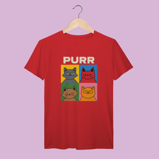 Nome do produto Camiseta Premium Purr Pop Art Gatos - 100% Algodão