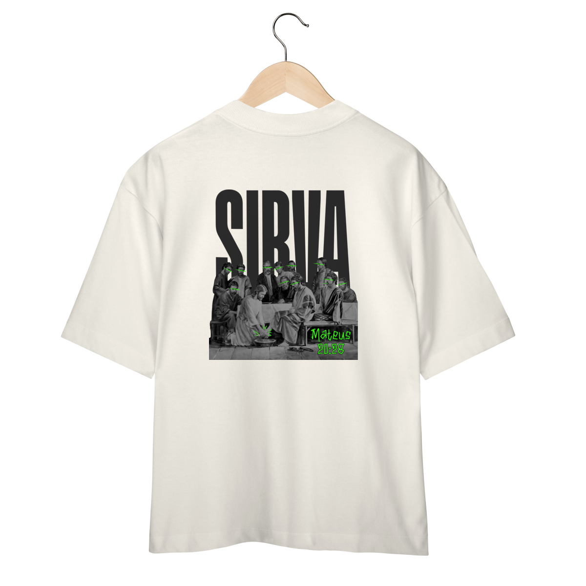 Nome do produto: Camiseta Oversized Unissex RUÍDO SANTO – SIRVA (Mateus 20:28)