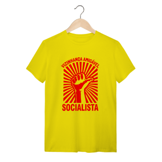 Nome do produto Camiseta Vizinhança Amigável Socialista: Sátira Ativa - VOZ ATIVA | Algodão 100% (Quality)