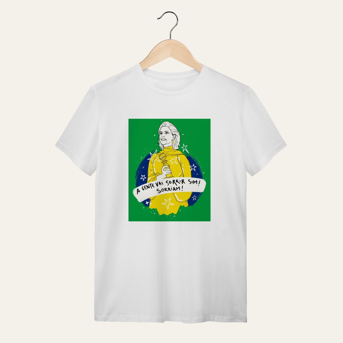 Nome do produto: Camiseta A Gente Vai Sorrir Sim: Arte e Cinema - VOZ ATIVA | Algodão 100% (Quality)