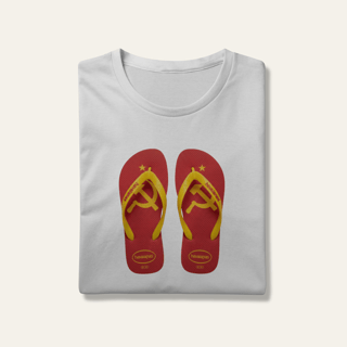 Camiseta Havaianas Foice e Martelo: Sátira Ativa - VOZ ATIVA | Algodão 100% (Prime-Premium)