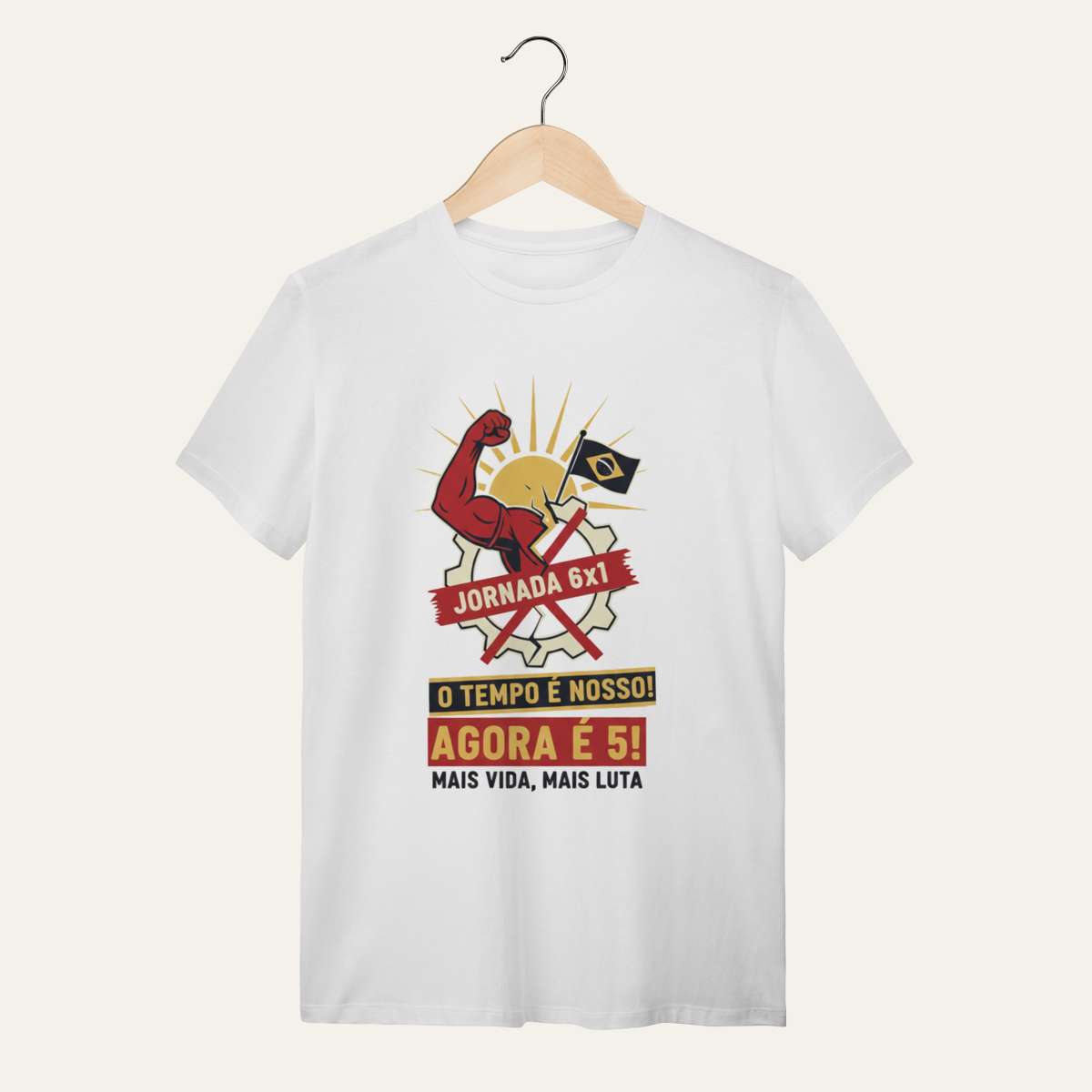 Camiseta Jornada 6x1: O Tempo é Nosso - Saúde e Trabalho - VOZ ATIVA | Algodão 100% (Quality)