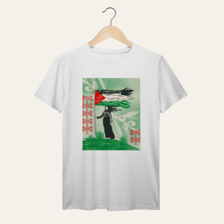 Nome do produto Camiseta Resistência Palestina: Luta e Resistência - VOZ ATIVA | Algodão 100% (Prime-Premium)