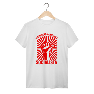 Nome do produto Camiseta Vizinhança Amigável Socialista: Sátira Ativa - VOZ ATIVA | Algodão 100% (Quality)