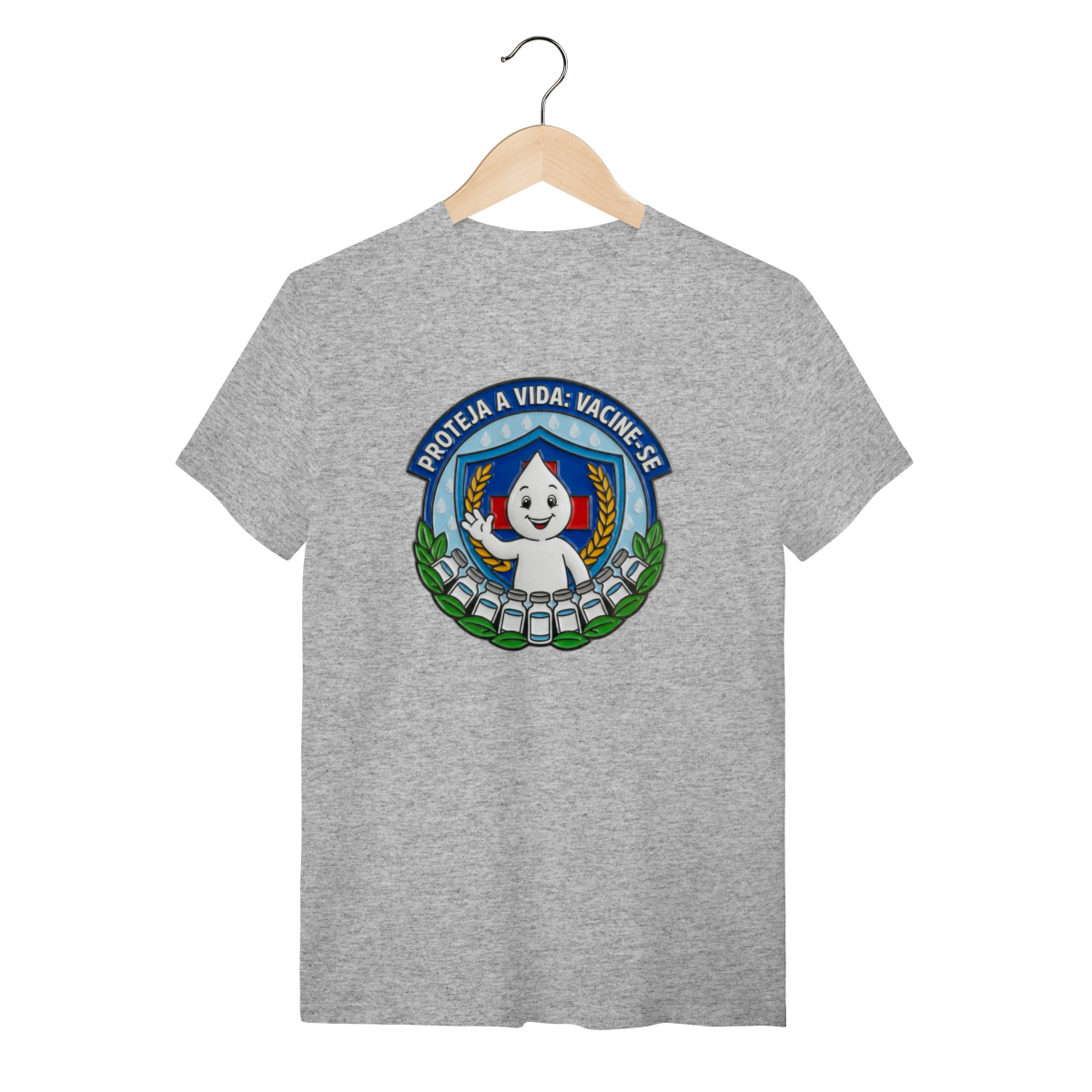 Nome do produto: Camiseta Proteja a Vida: Vacine-se - Saúde e Trabalho - VOZ ATIVA | Algodão 100% (Quality)