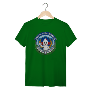 Nome do produto Camiseta Proteja a Vida: Vacine-se - Saúde e Trabalho - VOZ ATIVA | Algodão 100% (Quality)