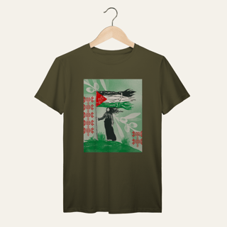 Nome do produto Camiseta Resistência Palestina: Luta e Resistência - VOZ ATIVA | Algodão 100% (Prime-Premium)