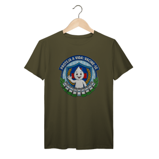 Nome do produto Camiseta Proteja a Vida: Vacine-se - Saúde e Trabalho - VOZ ATIVA | Algodão 100% (Prime-Premium)