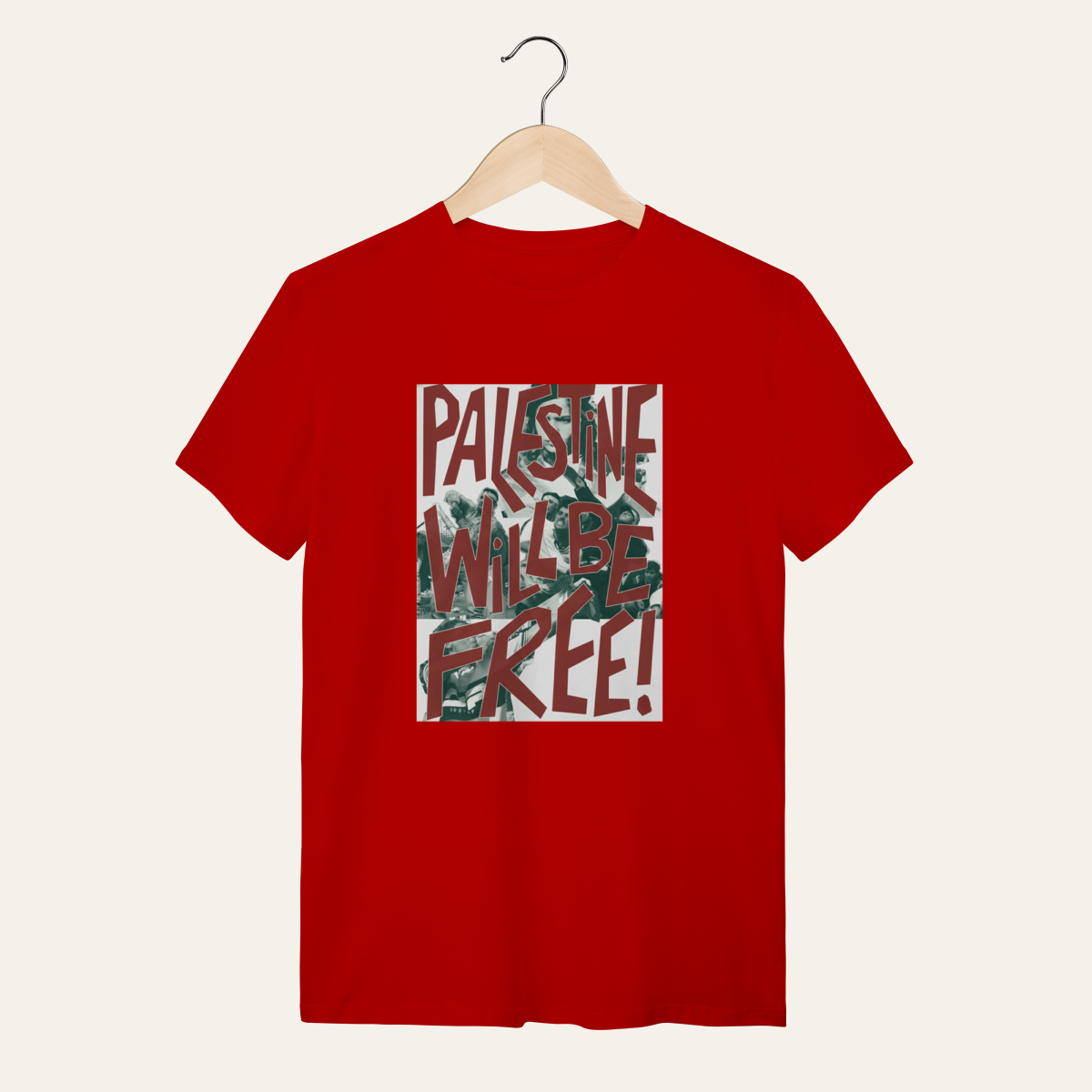 Nome do produto: Camiseta Palestine Will Be Free: Luta e Resistência - VOZ ATIVA | Algodão 100% (Quality)