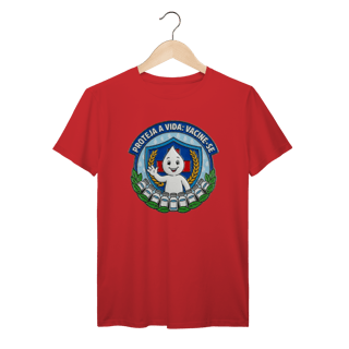 Nome do produto Camiseta Proteja a Vida: Vacine-se - Saúde e Trabalho - VOZ ATIVA | Algodão 100% (Prime-Premium)