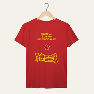 Nome do produto Camiseta Cozinhar é um Ato Revolucionário: Frases e Ideias - VOZ ATIVA | Algodão 100% (Prime-Premium)