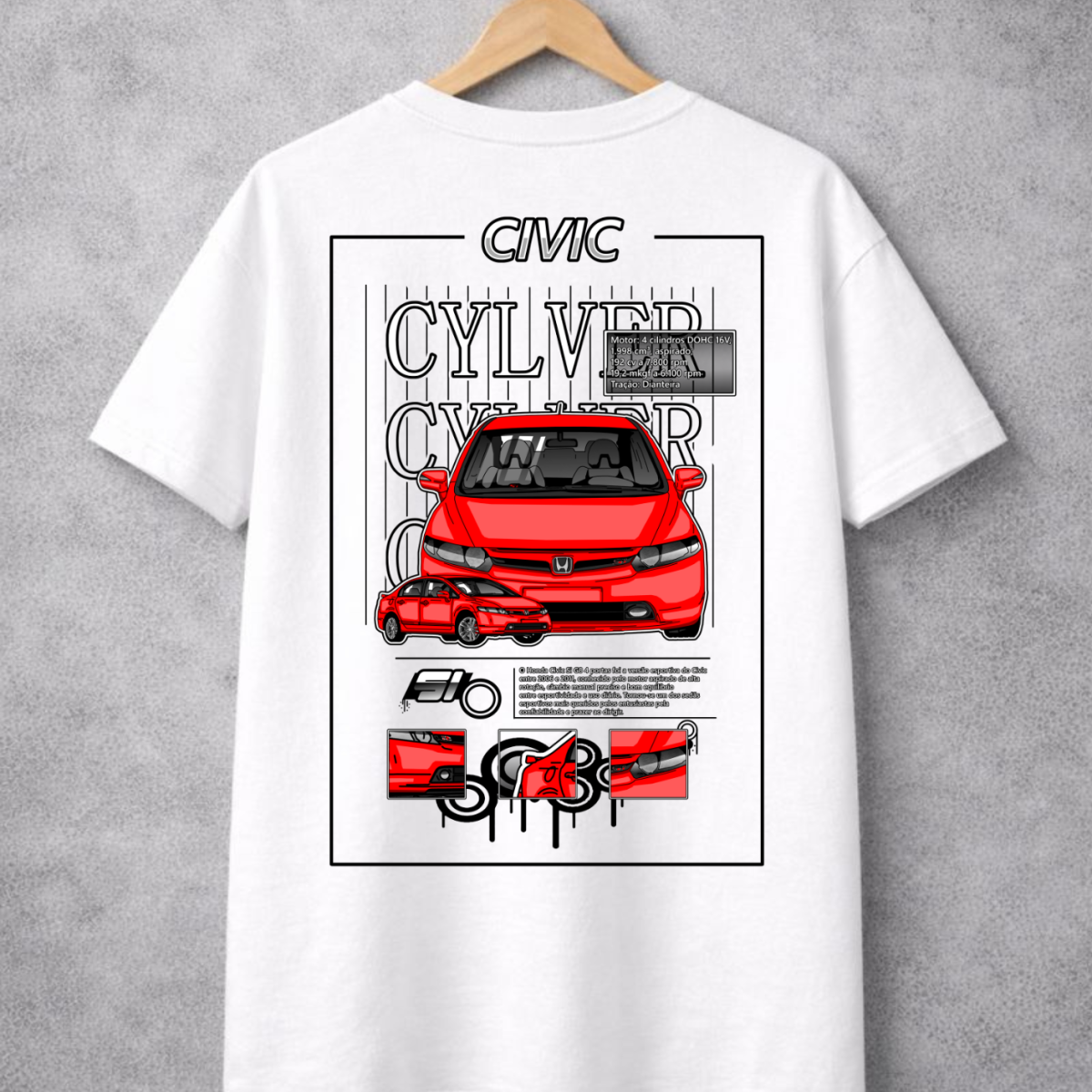 Nome do produto: T-Shirt stage1 Civic si G8 V2 branca