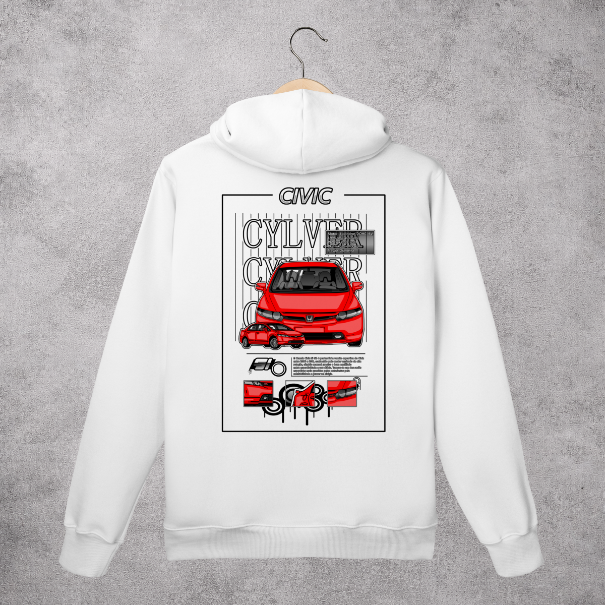 Nome do produto: Moletom Canguru civic si v2 branco