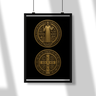 Poster - Medalha de São Bento - Fundo Preto