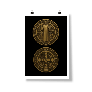 Nome do produto Poster - Medalha de São Bento - Fundo Preto
