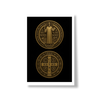 Nome do produto Poster - Medalha de São Bento - Fundo Preto
