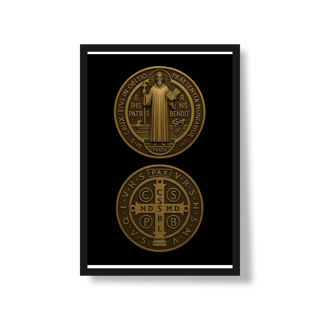 Nome do produto Poster - Medalha de São Bento - Fundo Preto