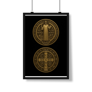 Nome do produto Poster - Medalha de São Bento - Fundo Preto