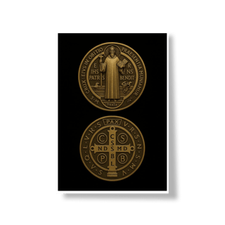 Nome do produto Poster - Medalha de São Bento - Fundo Preto