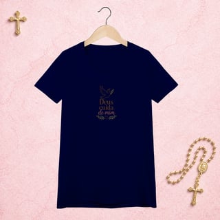 Nome do produto Deus Cuida Floral - Feminina Estampa Central