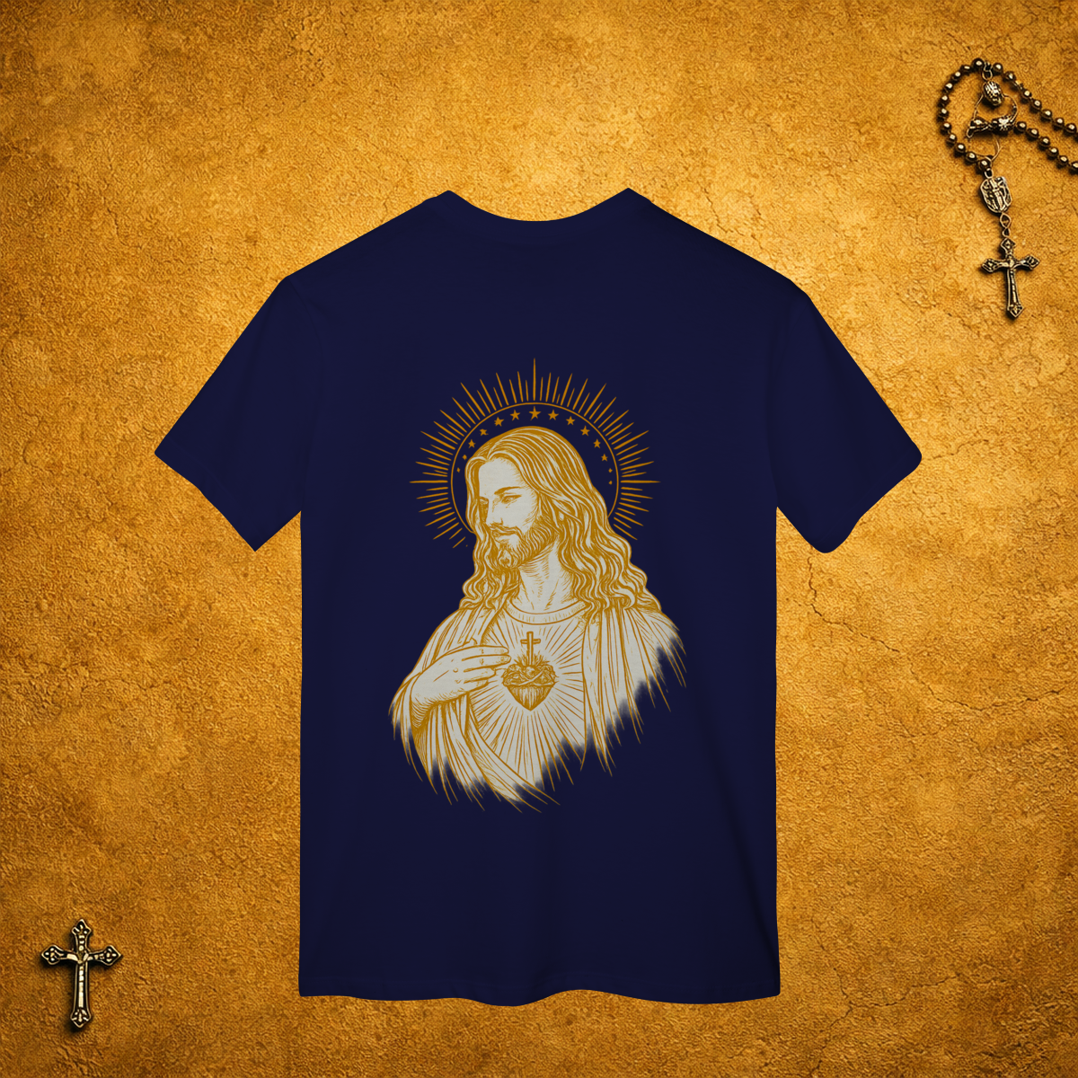 Nome do produto Jesus Cristo Traços Brancos - Costas Dourada