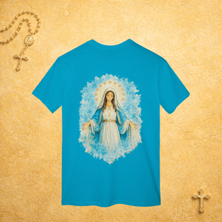 Nome do produto Nossa Senhora das Graças Fundo Azul - Costas Colorida