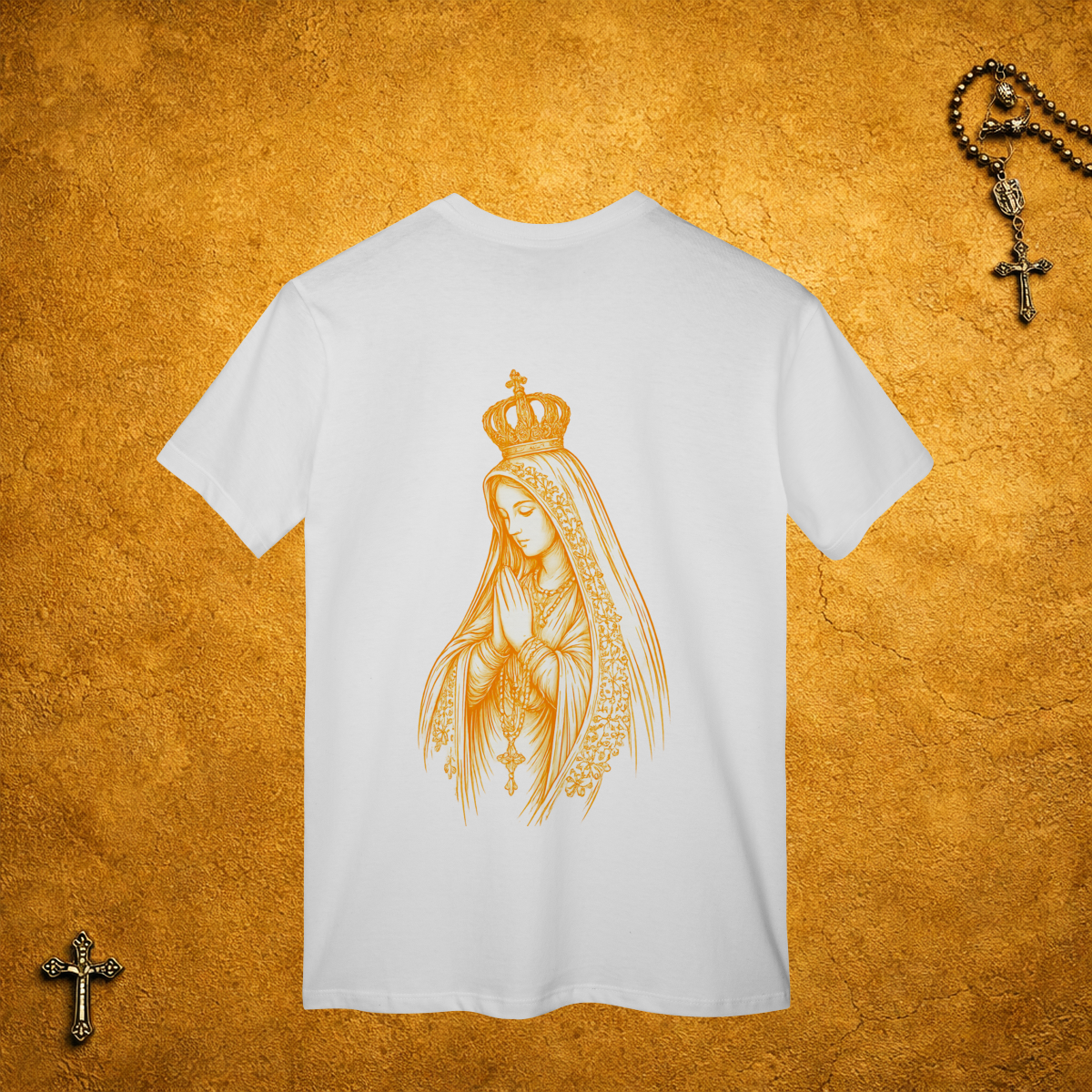 Nome do produto: Nossa Senhora Traços Brancos - Costas Dourada