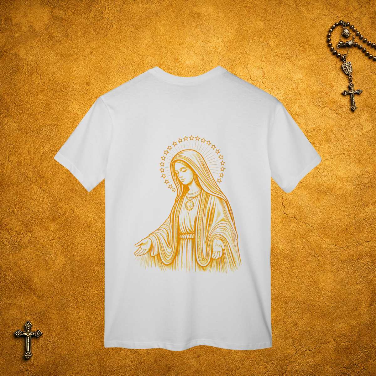 Nome do produto: Nossa Senhora das graças Traços Brancos - Costas Dourada