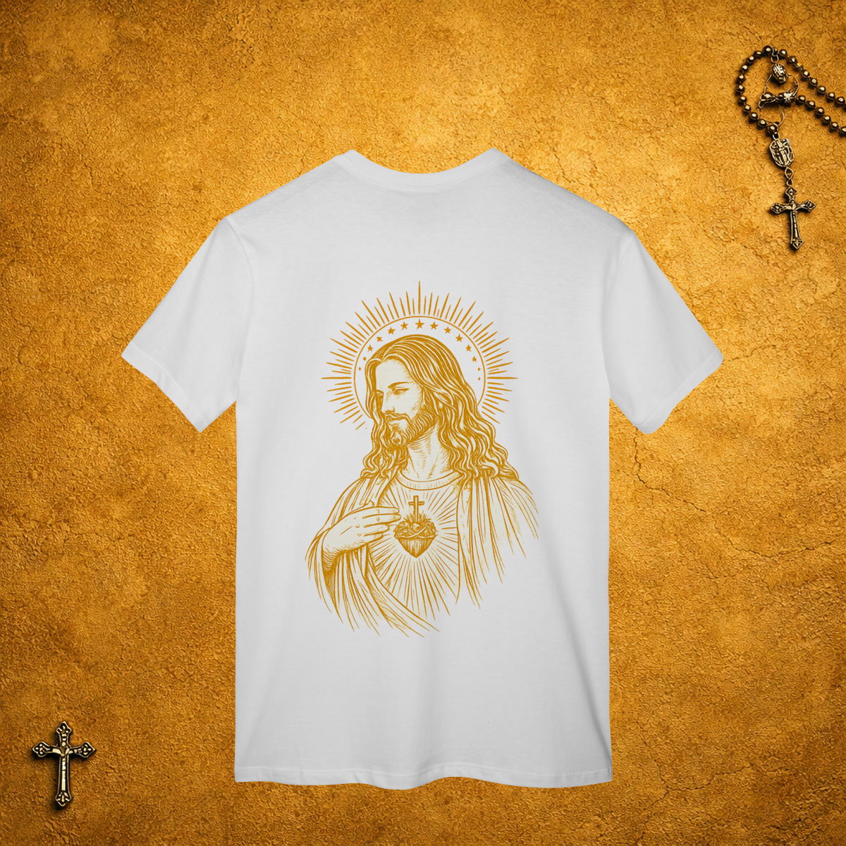 Nome do produto: Jesus Cristo Traços Brancos - Costas Dourada