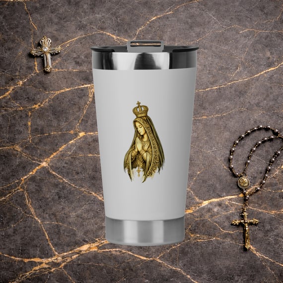 Copo Térmico - Nossa Senhora de Fátima Gold (Preto)