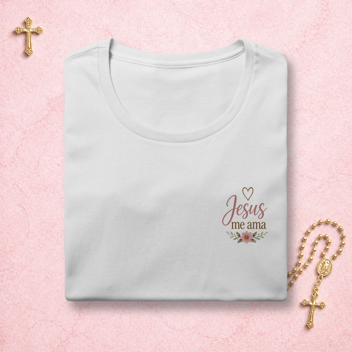 Jesus Me Ama Floral - Feminina Estampa Pequena
