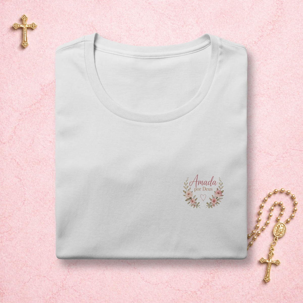 Nome do produto: Amada por Deus Floral - Feminina Estampa Pequena