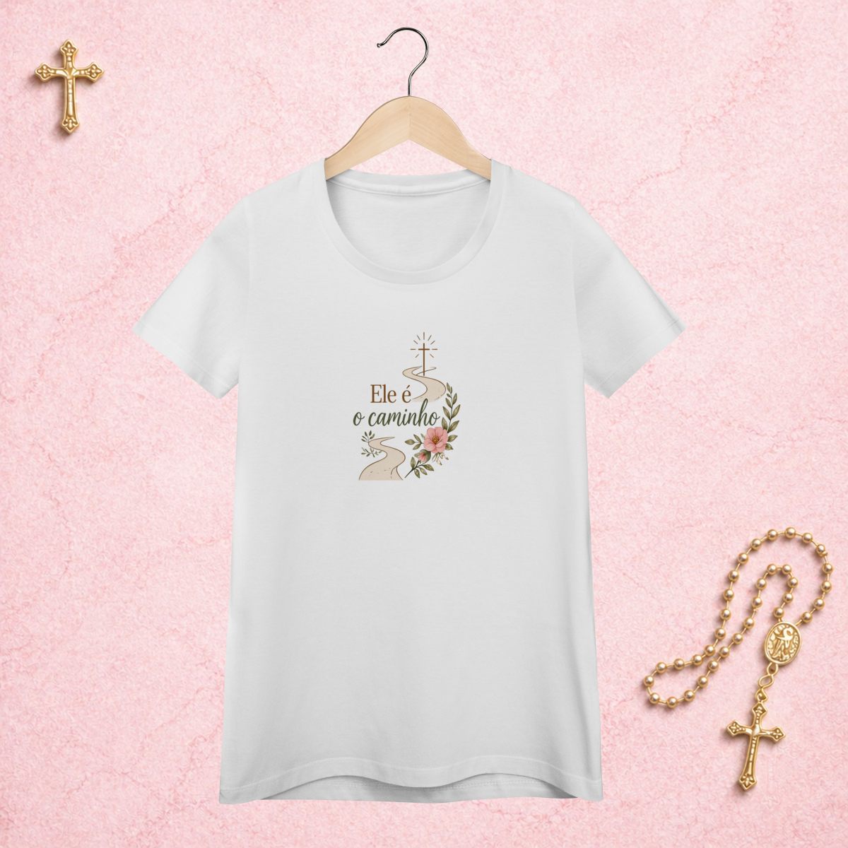 Nome do produto: Ele é o caminho Floral - Feminina Estampa Central