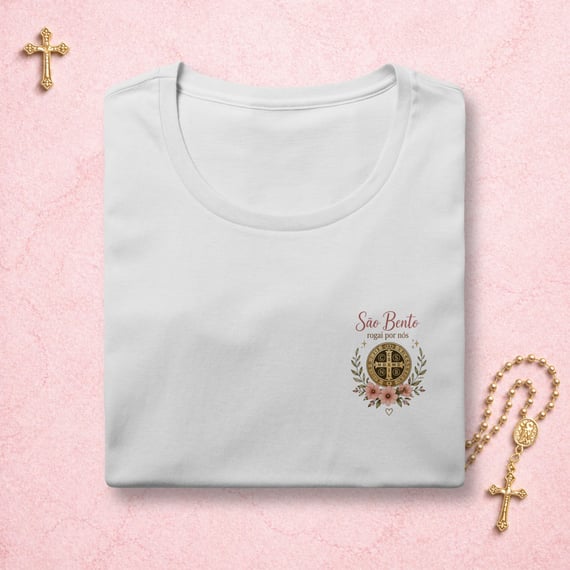 Medalha São Bento Floral - Feminina Estampa Pequena