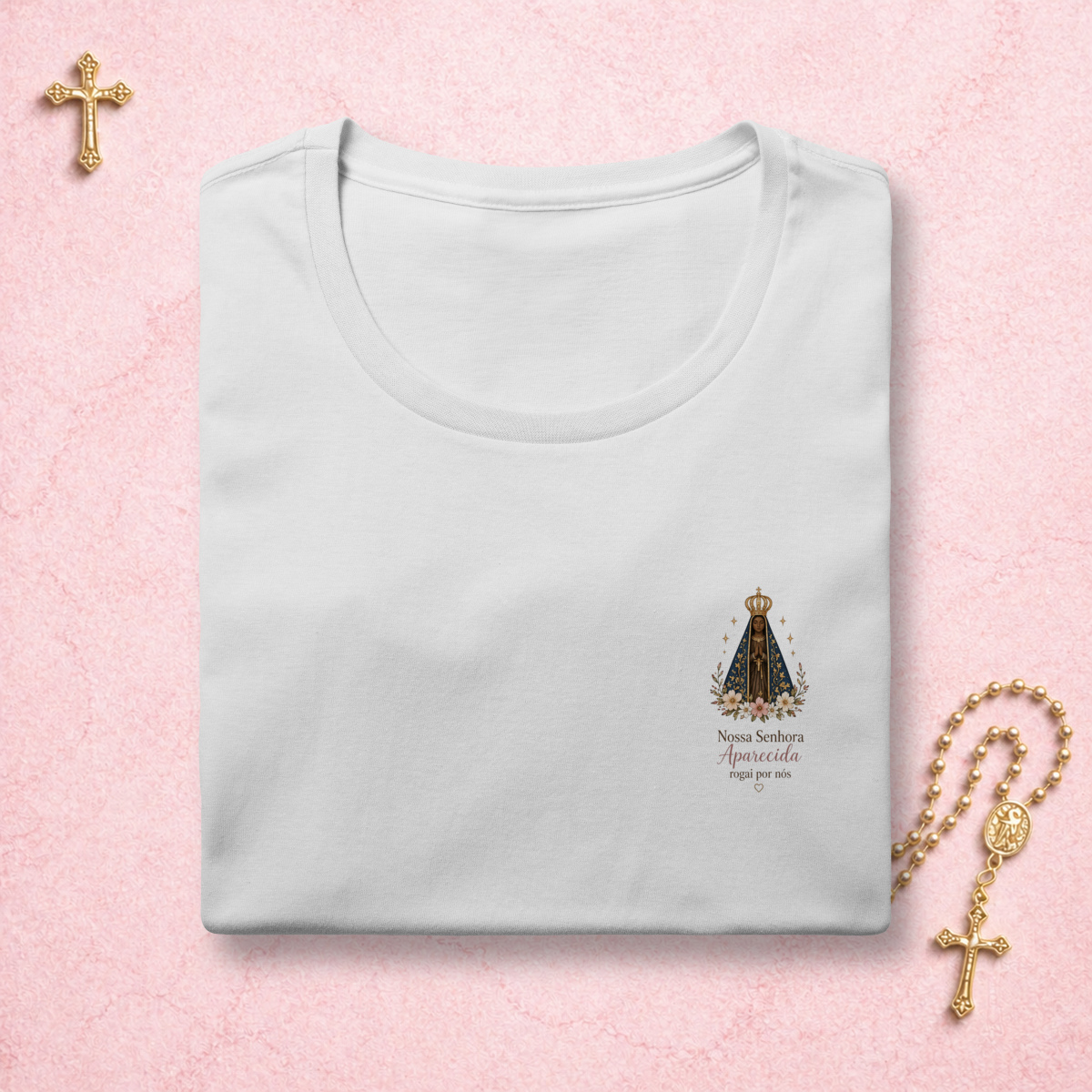 Nossa Senhora Aparecida Floral - Feminina Estampa Pequena