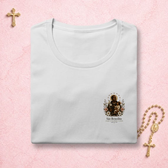 São Benedito Floral - Feminina Estampa Pequena