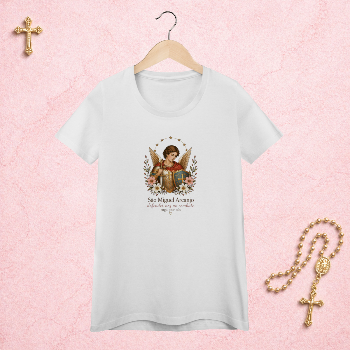 São Miguel Arcanjo Floral - Feminina Estampa Central