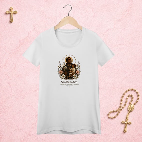 São Benedito Floral - Feminina Estampa Central